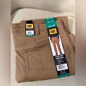 CAT Caterpillar Men's Fleece Lined Work Pant, Brown, 38x30 NWT